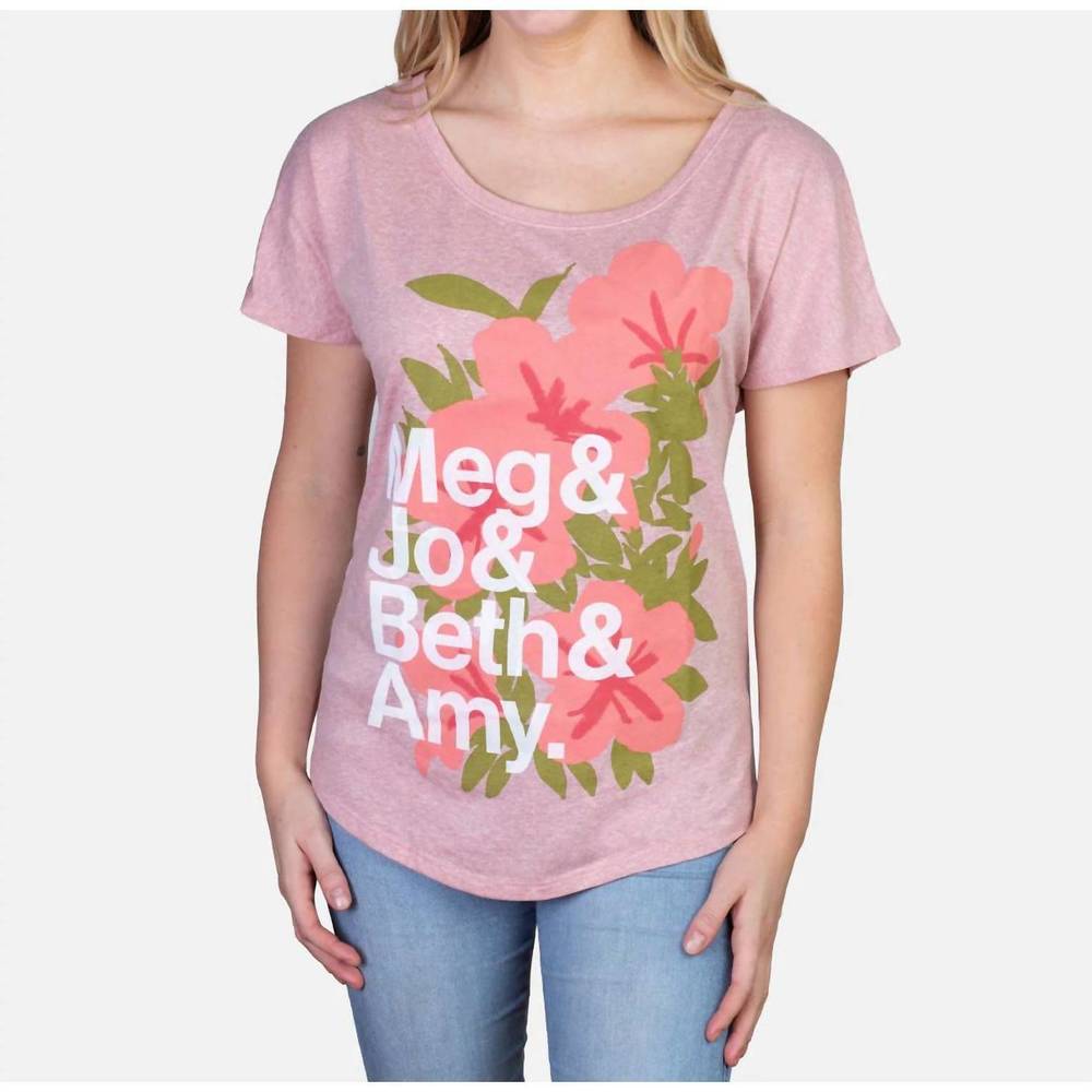 NEW OUT OF PRINT little women character names dolman tee in desert pink